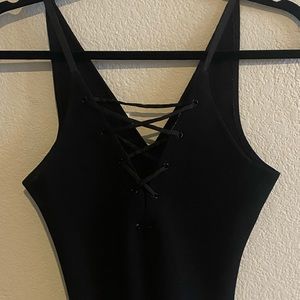 Black lace up bodysuit